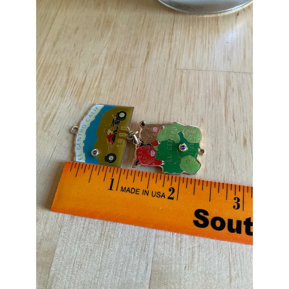 Vintage Lions Club El Centro California 1980 1981 Enamel Dangle Pins Set